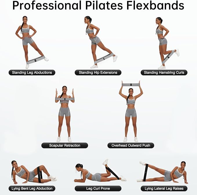 Renoj Resistance Bands for Working Out: 3-Set Professional Exercise Bands for Pilates, Yoga, Home Gym, Booty, Leg Training | Heavy/Medium/Light Fabric Loops for Women Men