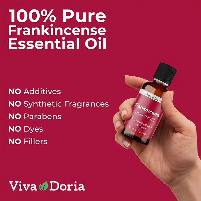 Viva Doria Frankincense Essential Oil, 100% Pure, Natural Essential Oil, Undiluted, for Aromatherapy | Food Grade, 30 mL (1 Fluid Ounce)