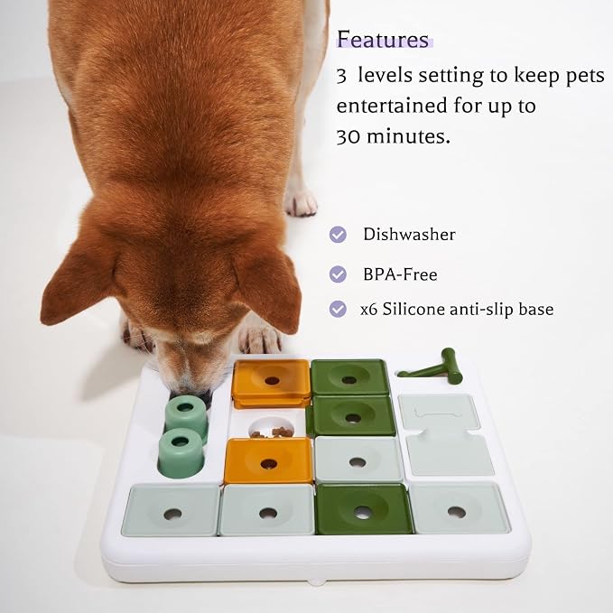 Barkwhiz Dog Puzzle Toy 3 Levels, Mental stimulating for Boredom and Smart Dogs, Treat Puzzle for All Breeds Dog