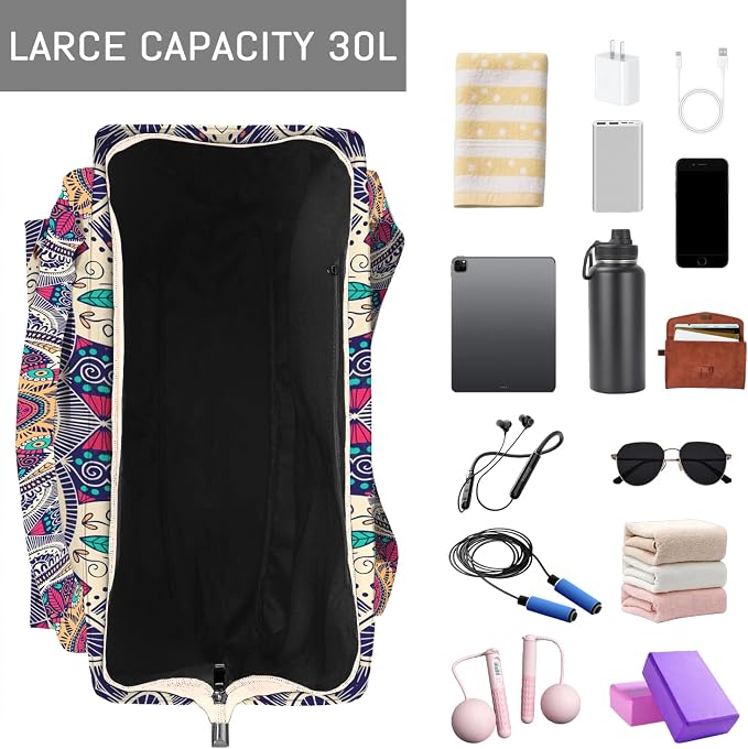 Mandala Yoga Mat Bag Large Yoga Bags and Carrier Fits All Your Stuff Yoga Tote Bags with Zipper Pocket Pilates Bag