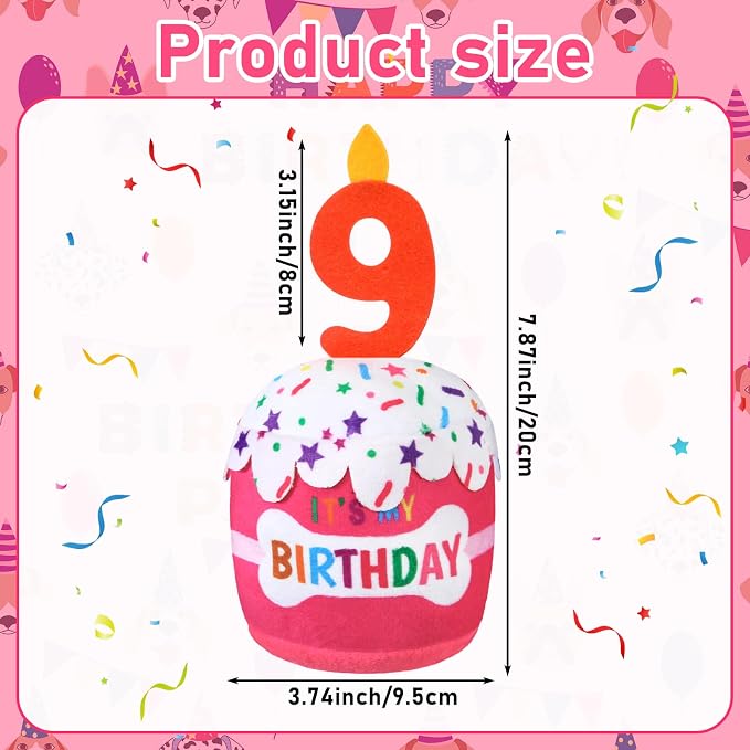 Dansydaisy Dog Birthday Cake Toy Squeaky Plush Gift,9th,Pink