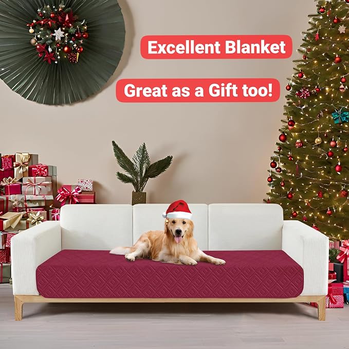 2026 Waterproof Sofa Dog Blanket (30"x70") Comfy Couch Sofa Mat for Pets with Anti-Slip Back, Universal Incontinence Lightweight Liner Pad for Furniture Car Picnic etc Durable Washable, Wine Red