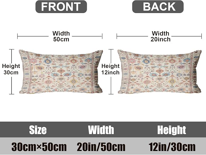 Boho Throw Pillow Covers 12x20 inch Set of 2,Soft Pillowcases Bohemia Carpet Printing Pattern Decorative Sofa Living Room Bed Rectangle Pillow Case Cushion Cover-Flower