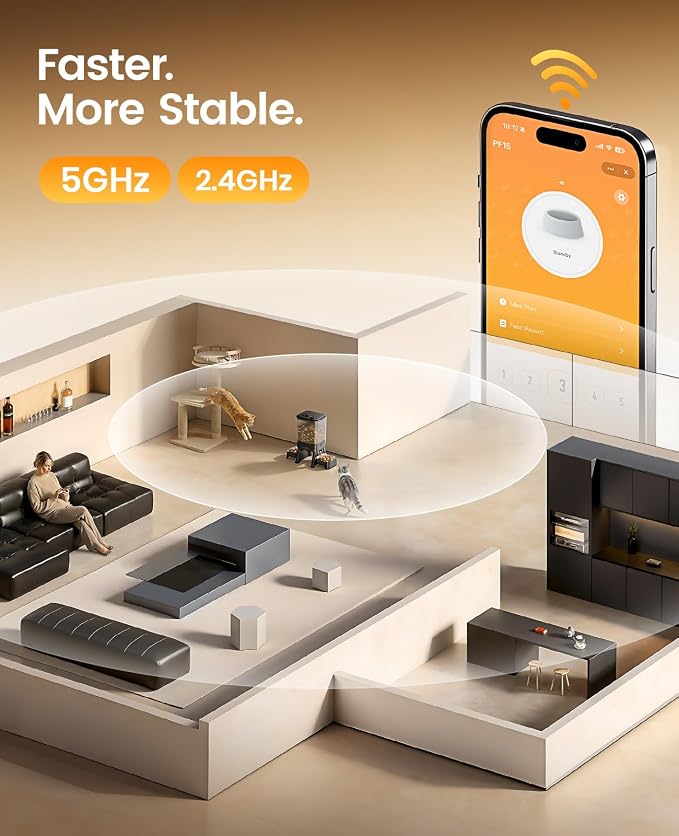 oneisall 5G WiFi Automatic Cat Feeder for 2 Cats, App Control, 32 Cups/7L | Elevated Bowls, Timed Meals, Feed Now, Feeding Logs, Slow Feed, Balanced Dispensing, Precise Portions, Easy-to-Clean