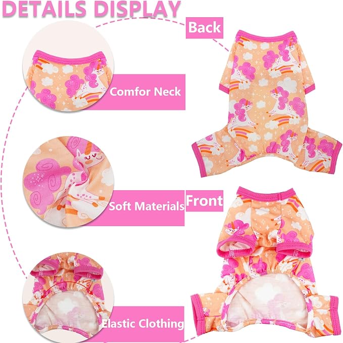 Dog Pajamas Spring Summer Dog Clothes for Small Medium Dogs Girl Boy Cute Soft Puppy Pjs Clothes Doggie Onesies Cat Pet Jammies Outfit (Large)