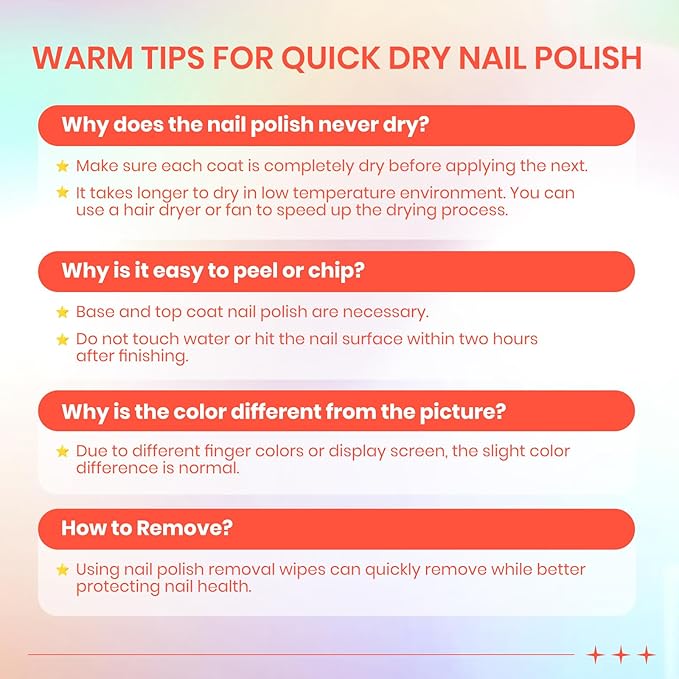 Bright Neon Nail Polish Set, Summer Rainbow Quick Dry Regular Bulk Nail polish Non Gel, Air Fast Drying Fingernail Lacquer for Women Girls Manicure Salon DIY Home