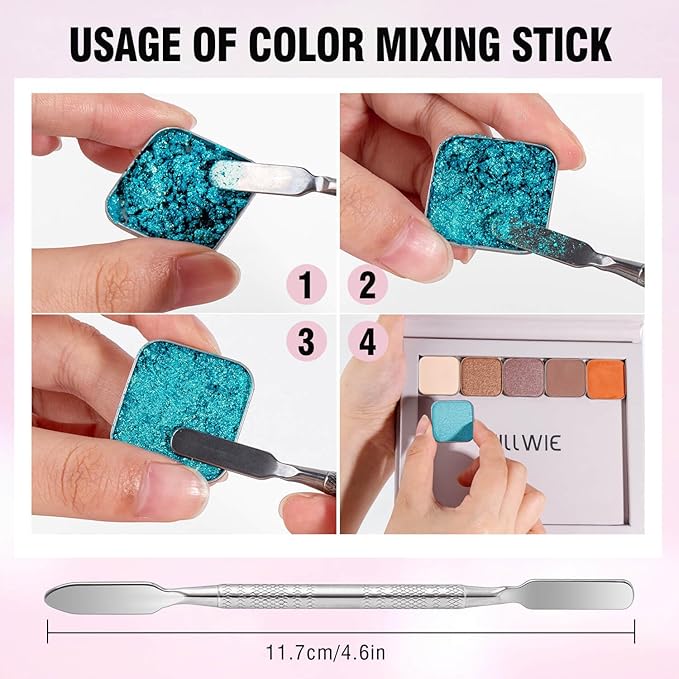 Magnetic Empty Makeup Palette with Mirror – Customizable Refillable Case for Eyeshadow, Blush, Lipstick, Highlighter – Lightweight, Waterproof, with Spatula & 20 Metal Stickers (Pink, Medium)