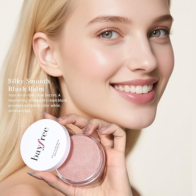 bayfree Multi Glow Balm, Cream Blush for Cheeks, Blush Balm Face Makeup, Radiant Finish, Hydrating, Creamy, Lightweight & Blendable Color, Face Makeup, 0.63 Oz