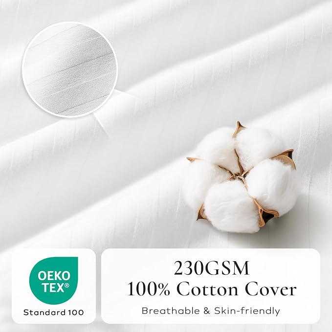 Ashler Home Deco Synthetic Down Pillow Inserts, 26x26 Down Alternative Throw Pillows Insert Sleeping Pillows with 100% Cotton Cover Decorative Pillow Stuffer for Sofa, Couch Bed(Set of 4, White)