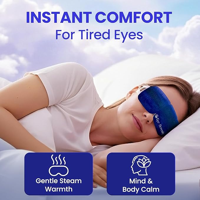 Eye Serenity Steam Eye Mask, Heated Eye Mask, Self Heating Warm Compress for Dry Eyes, Fast Relief for Stye, Puffy Sensitive Eyes, Moist Heat, Mothers Day Gifts for Women and Men - Unscented