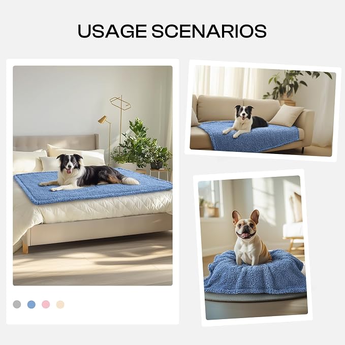 Luciphia Ultra Soft Sherpa Fleece Dog Puppy Cat Blanket for Small Pets | Calming Plush Throw for Crate, Couch, Car, Bed. Machine Washable. Puppy Essential, Cat Stuff,Haze Blue,30"x20"