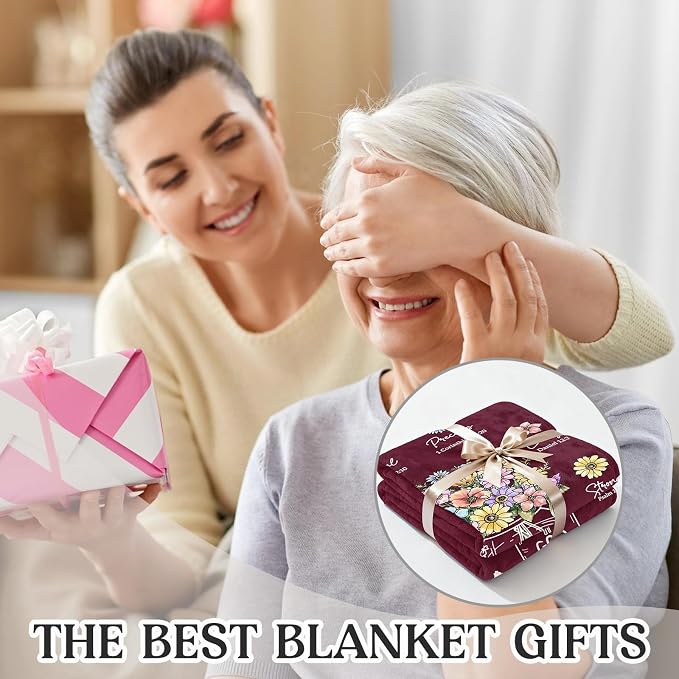 Christian Religious Gifts for Women, Burgundy Christian Blanket 80''x 60'' | Birthday Gifts for Women, Baptism Religious Christmas Day Spiritual Gifts for Grandma Mom Sister, Wine Red Throw Blankets