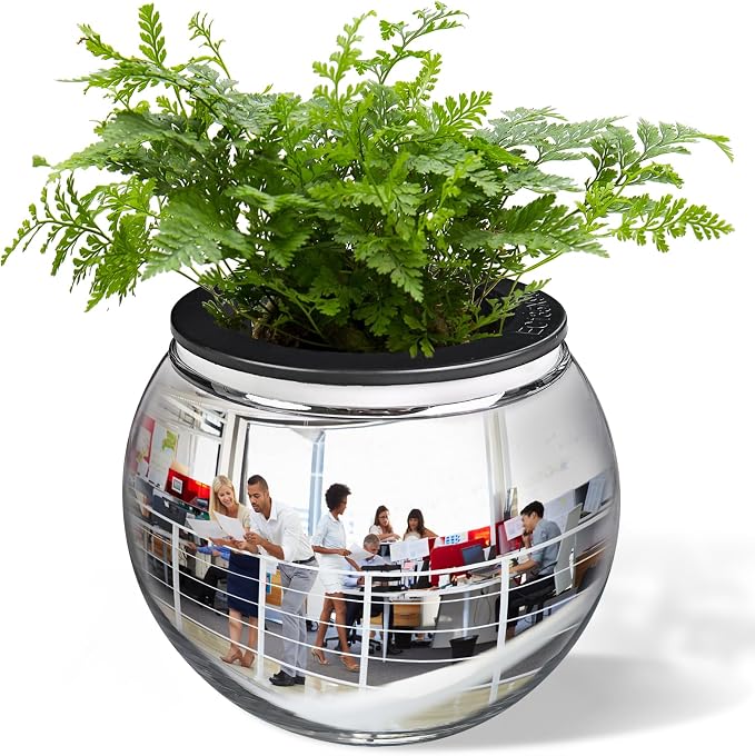 7" Spherical Convex Mirror Glass Bowl Vase - Safety Cubicle Reflector & Desktop Rearview Mirror to See Behind You for Office/Home Décor, Floral Arrangements, Planter Storage