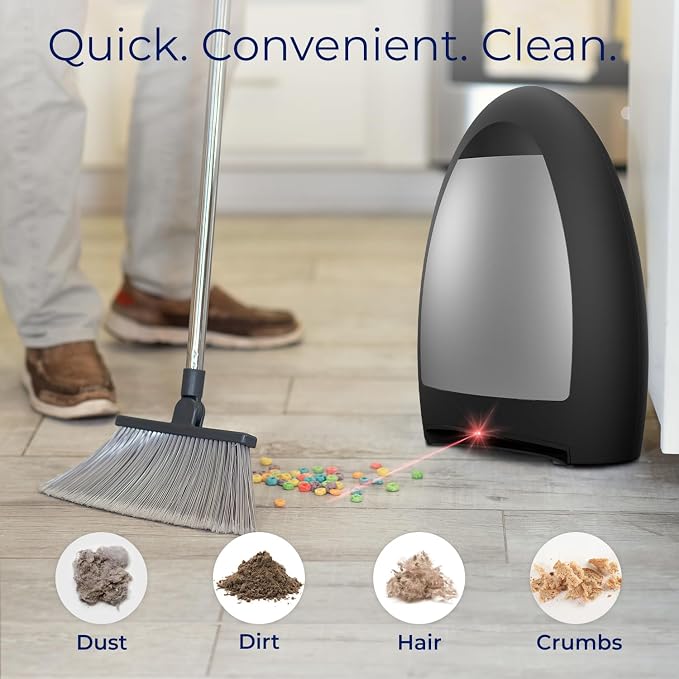 EyeVac Home Touchless Vacuum Automatic Dustpan - Great for Sweeping Pet Hair Food Dirt Kitchen - Ultra Fast & Powerful, No More Bending Down, Bagless, Corded, Automatic Sensor, 1000 Watt (Matte Black)
