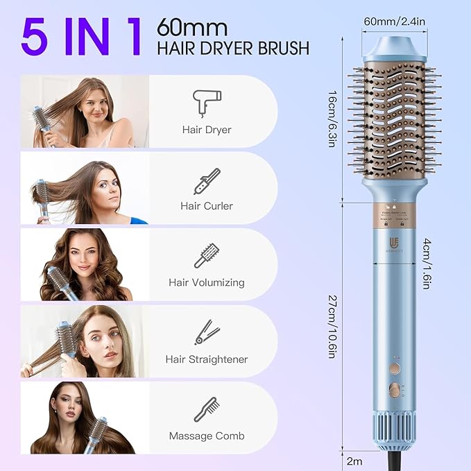 Hot Air Styler, Blow Dryer Brush with Negative Ionic, Auto Hair Wrap Curling Irons Airflow Hair Curlers, Multi Styler for Volumizing, Straight, Wavy, Curly Hair