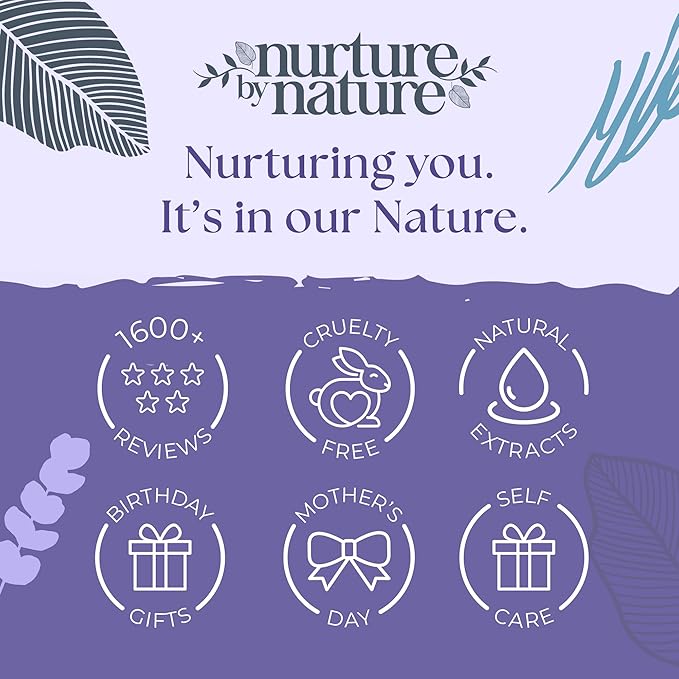 Nurture by Nature Spa Gifts for Women - Self Care Gift Set & Spa Gift Basket for Women, 6 Piece Bath Set with Candle, Bath Bomb, Salts & Pillow Spray - Relaxation Gifts, Mothers Day Gifts for Mom