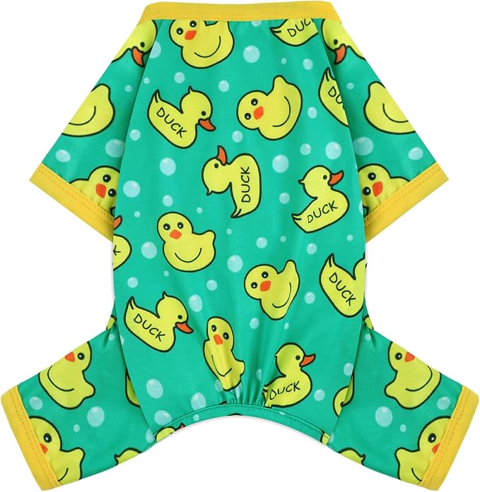 Dog Pajamas for Small Dogs Boy Girl, Dog Clothes Tiny Chihuahua Yorkie Spring Summer Shirt, Cute Puppy Outfit Pjs Jumpsuit Cat Onesie Apparel Pet Clothes (Blue Duck, X-Small)