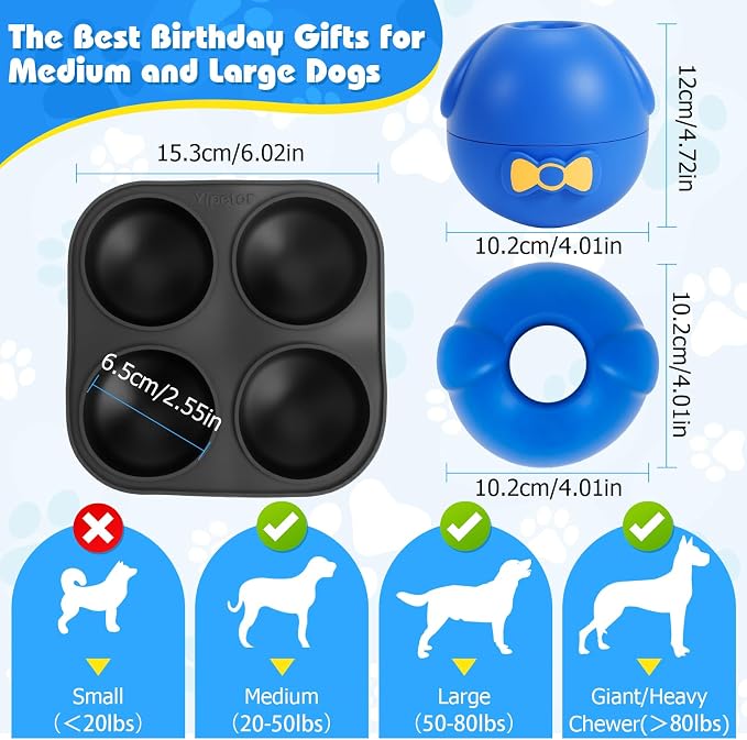 Yipetor Wobbly Dog Chew Toy, Frozen Treat Lick Ball for Medium Large Dogs
