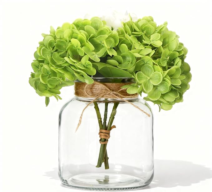 Houmury Glass Vases for Centerpieces 6 Inch Clear Large Vase Farmhouse Utensils Holder with Twine Ties Home Decor for Wedding Living Room Kitchen Dining Table Office (1)