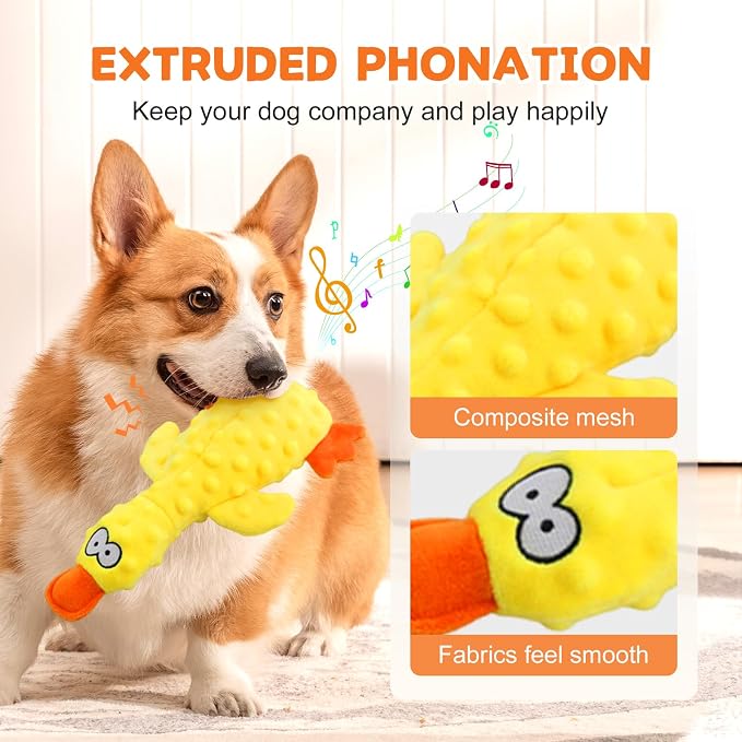 Indestructible Dog Toy for Aggressive Chewers, Durable Stuffed Squeaky Dog Toys for Small Medium Large Dogs, Interactive Chew Teething Puppy Toy for Indoor Outdoor Play (Blue)