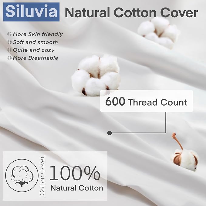 Siluvia 28x28 Down Alternative Pillow Insert 2 Pack, 100% Cotton Cover | 100% Premium Polyester Fill, Fluffy & Soft with Comfy Support - White Decorative Cushion Inserts for Couch, Sofa & Bed