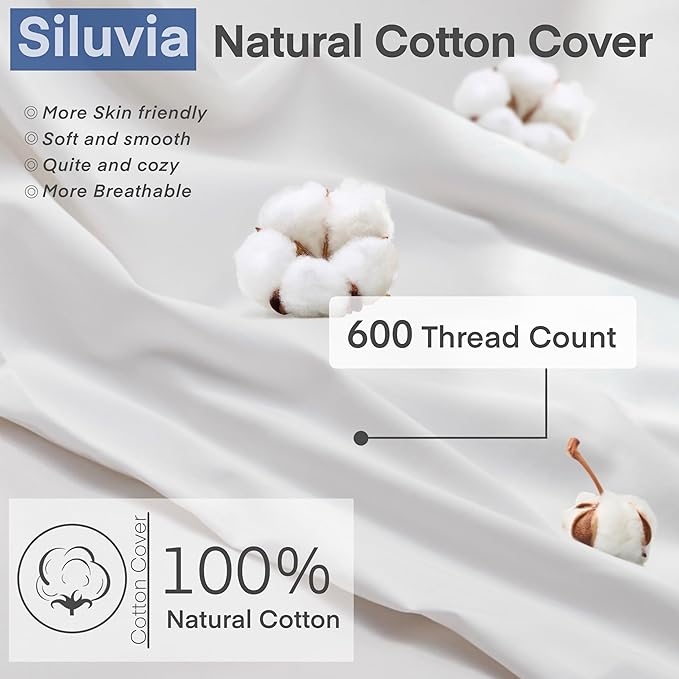 Siluvia 30x30 Down Alternative Pillow Insert 2 Pack, 100% Cotton Cover | 100% Premium Polyester Fill, Fluffy & Soft with Comfy Support - White Decorative Cushion Inserts for Couch, Sofa & Bed