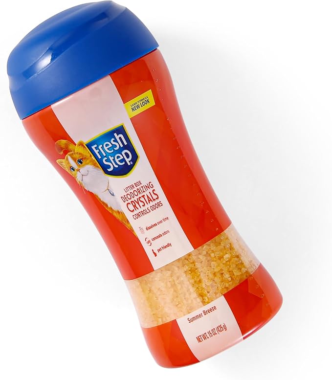 Fresh Step Cat Litter Crystals Deodorizer Non Toxic Odor Neutralizing Crystals for Litter Boxes Help Control Smells and Keep Home Fresh Summer Breeze Scent 15 Ounce 6 Pack Extended Supply | Non-toxic crystals neutralize odor at the source in any litter...