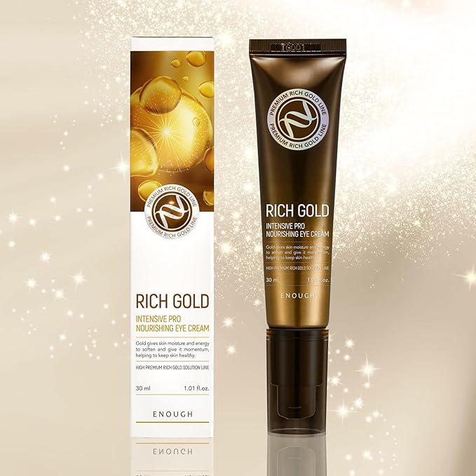 Enough Premium Pro Eye Cream, Korean Skin Care Under Eye Bag Treatment, Ant-Aging Serum for Wrinkles (1.01 fl oz / 30ml, Rich Gold Intensive Pro Nourishing)