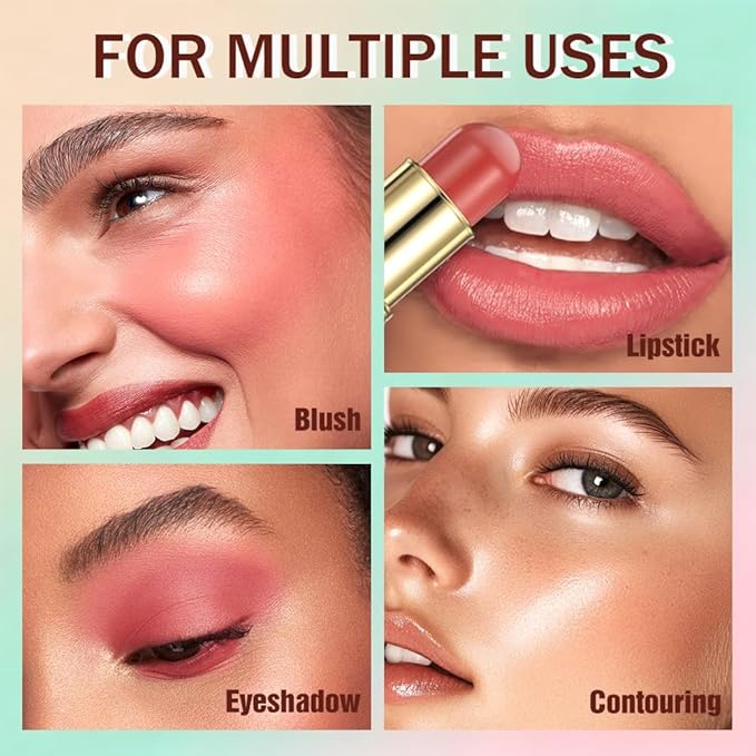 Dual-Ended Blush & Bronzer Stick – 2-in-1 Creamy Contour & Cheek Tint, Hydrating Vegan Multi-Use Makeup for Natural Radiant Finish, Cruelty-Free (Beach Bum Plum)