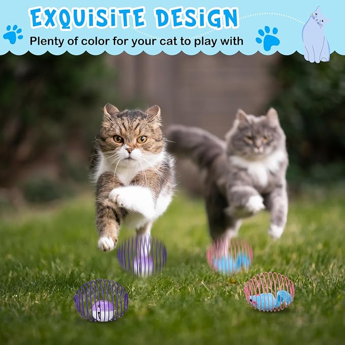 Jecery 5 Pcs Cat Toys Spring,Mouse and Bell,Multicolor