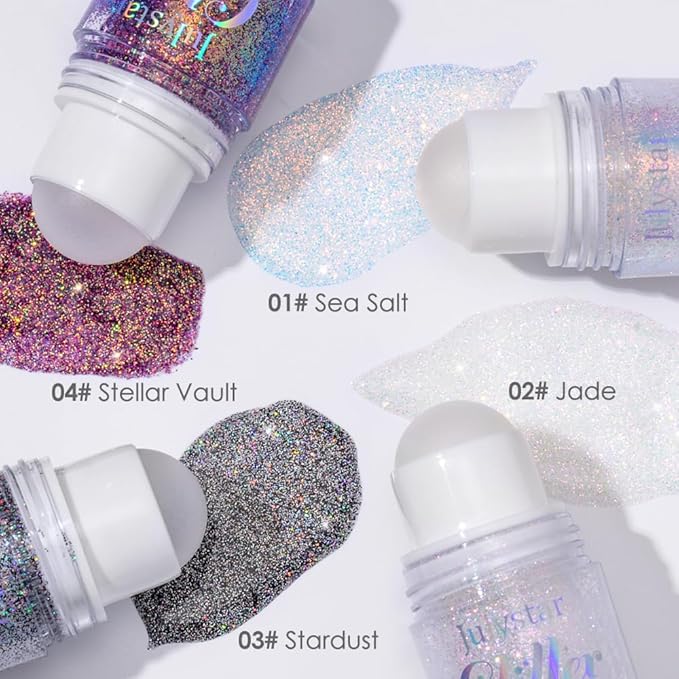 Roll-on Face Body Glitter Gel for Women Kids, Holographic Chameleon Color Glitter Gel Long Lasting Shimmer Makeup for Singer Concerts Music Festival Halloween Rave Accessories (#4 Stella Vault)