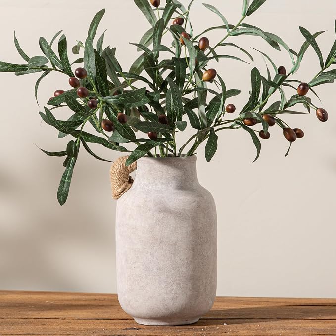 Vanselia Ceramic Flower Vase Home Table Decor Living Room Farmhouse 9.7 in | Large Tall White Rustic Decorative Flowers Vases Plant Modern Decoration for Kitchen Shelf Coffee Dining Centerpieces Desk