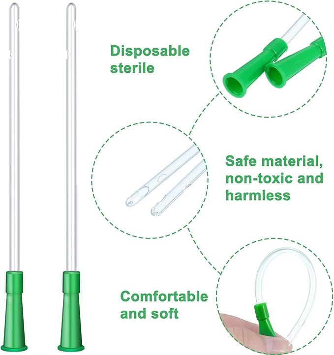 Nuanchu PVC Replacement Tubings Supplies Tubes Kit Clear Replacements Hose with Flexible Rounded End for Smooth Insert(14 FR,30 Pieces)