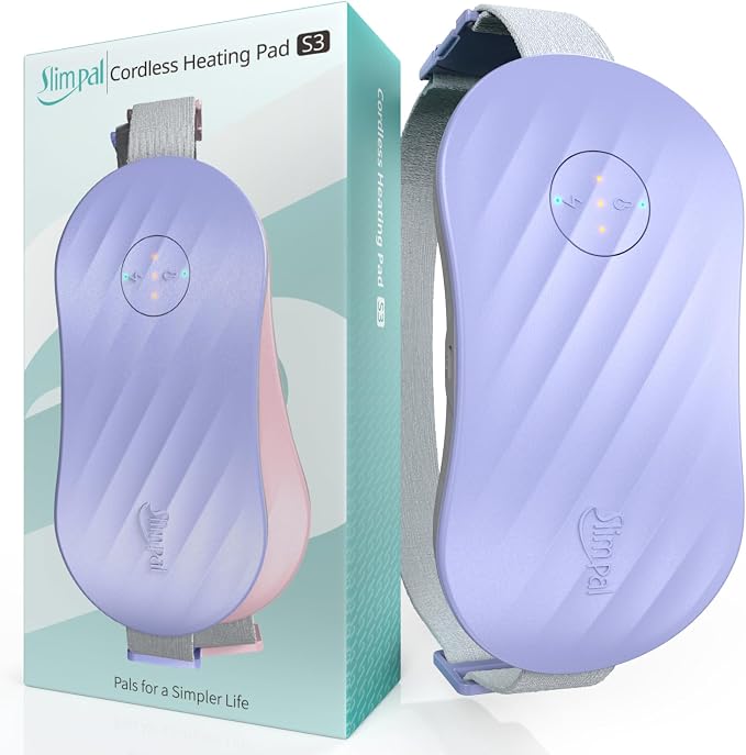 Slimpal Portable Heating Pad for Cramps, Rechargeable Electric Heat Belt for Period Pain Relief, Menstrual Heated Pad for Women Girls, Purple