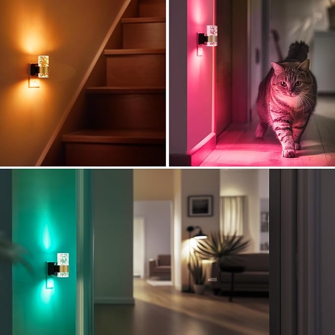 L LOHAS LED Night Light Dimmable Night Lights Plug into Wall Remote Control | RGB Color Changing, Dusk to Dawn Sensor, Acrylic Bubble Nightlight for Bathroom