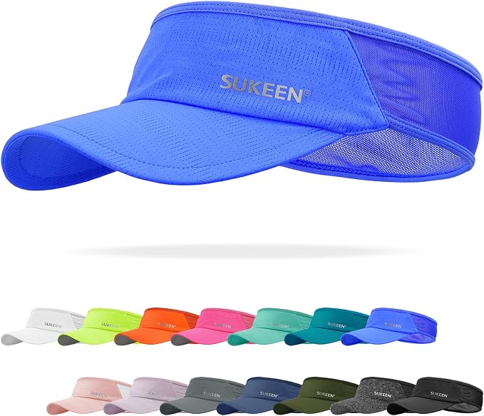 Sukeen Lightweight Sports Sun Visor Hat for Men Women | Packable, breathable, quick-dry, UPF50+ cooling visor hat, stretch fit, for running, tennis, golf, pickleball, softball