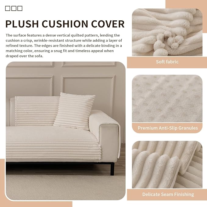 Waterproof Couch Cover for Dogs, Sofa Covers Washable & Non-Slip, Soft Dog Bed Blanket Protector for Sectional, Loveseat, Living Room Furniture (Creamy White, 23.62"x 23.62" 2 Pack)
