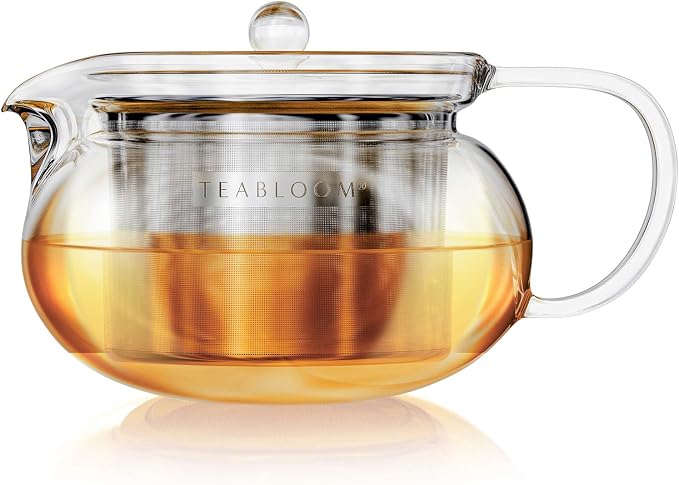 Teabloom Kyoto 2-in-1 Tea Kettle and Tea Maker – Glass Teapot with Removable Loose Tea Infuser – Tea Connoisseur's Choice