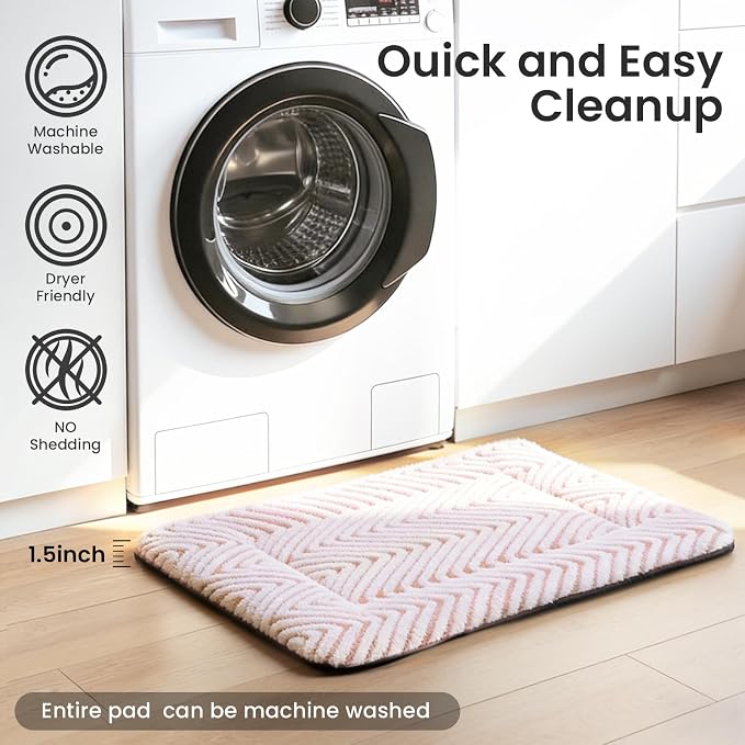 Mora Pets Dog Crate Pad Washable Cat Dog Bed for Crate Flat Pet Kennel Mat | Soft Dog Cat Bed Mat, Puppy Crate Pad for Dog Cages Cozy Sleeping Liner, Cute Pet Pillow Cushion Anti Slip Small Pink 24 x 18