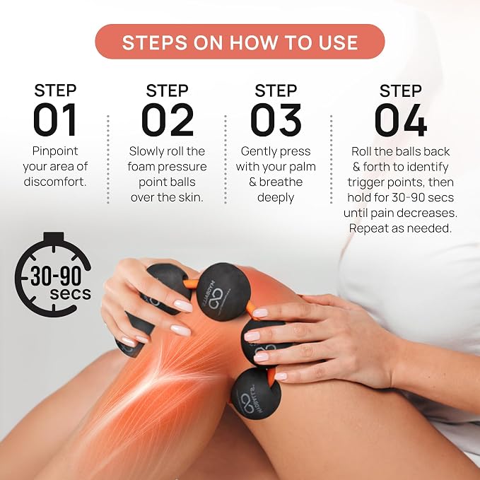 PRIMEKINETIX MyoBalls Foam Roller - Foam Rollers for Muscles, Enhanced Mobility, Deep Tissue & Full Body Massage, Trigger Point Therapy, for Athletes & Active Lifestyles, 1 Set of 5 Balls, Black