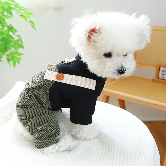Dog Comfortable Soft Overalls Dog One-Piece Bear Outfit Puppy Cute Sweater Shirt Corduroy Pants Pet Stylish Summer Spring Clothes for Small Dogs Chihuahua Dachshund Daily Holiday Jumpsuit Costume