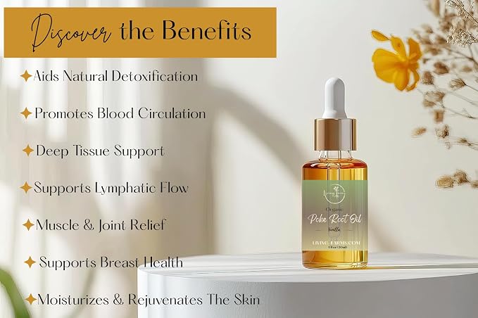 Organic Poke Root Castor Oil | Vegan Lymphatic Support | Cysts, Boils, Fibroids, Swollen Lymph Nodes, Breast & Joint | Natural Deep Tissue Massage | Made in The USA (1oz, Vanilla)