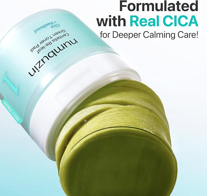 numbuzin No.1 Toner Pads | Centella Re-Leaf Green Toner Pad | Double-Sided | Centella Asiatica, Heartleaf, Licorice Root | Calming, Hydrating, Exfoliating | 70 Pads/6.42 fl. oz.