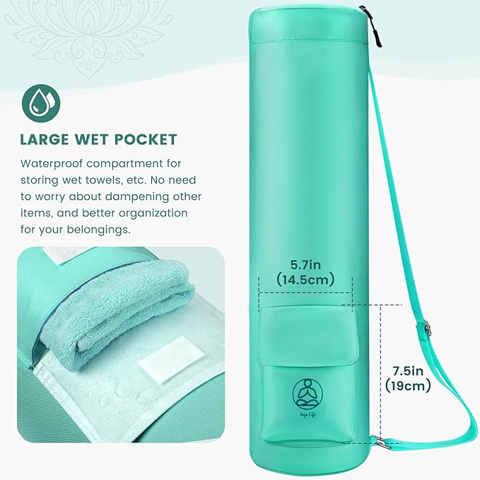 Gonex Yoga Mat Bag, Yoga Mat Carrier Full-Zip Exercise Yoga Mat Carry Bag for Women Men with 2 Multi-Functional Storage Cargo Pockets Extra Wide Adjustable Shoulder Strap