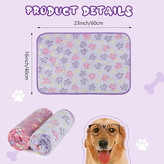 YUEPET 2 Pack Puppy Waterproof Blankets for Small Dogs, Dog Blanket 23"x16" | Purple+Pink Pair, Water Proof, Bed Sofa Couch Car Crate Use, for Small Dogs Pets Cats, Reversible Soft Fleece, Washable