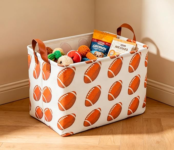 CLOCOR Rectangular Storage Basket, Waterproof Storage Bin, Gift Basket(Rugby)