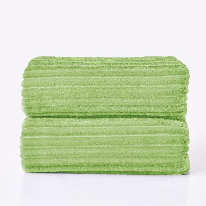 BEDELITE 3D Ribbed Jacquard Green Blankets Queen Size for Bed, 90x90 Inch | Soft Warm Decorative Fluffy Blanket, Cozy Fuzzy Lightweight Plush Fleece Throw Blankets for Bed, Room Decor, Gift for Women