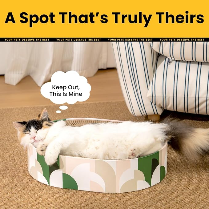 Conlun Oval Cat Scratcher Bed | Scratching Bowl Lounge for Kittens | Medium | Corrugated Cardboard Pad | Concave Shape | No Mess Enclosed Base | Serves as Couch Furniture Protector