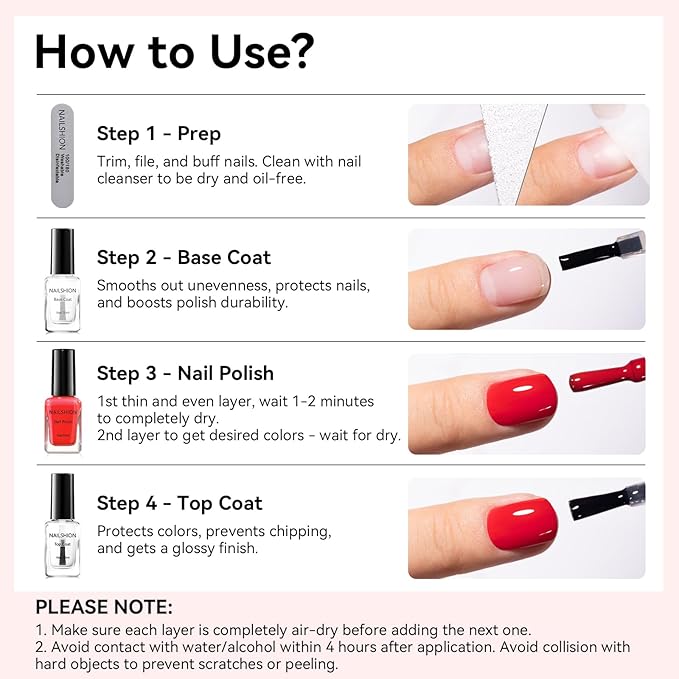 Nail Polish Red Pink Fast Dry Classic Regular Nail Polish, 15-Toxic Free Vegan Enrich with Castor Oil, Salon Quality, Streak-free, Home DIY Salon Travel Manicure Gift for Girls Women