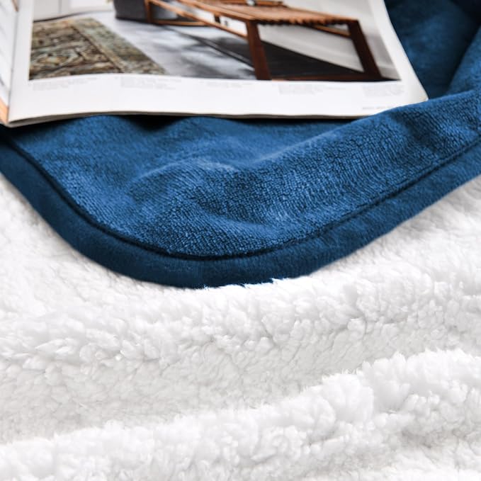 Soft Waterproof Blanket for Bed Couch Sofa, Navy Blue, 60x80 inches | Liquid Pee Proof Pet Blanket for Dog Puppy Cat, Reversible Sherpa Fleece Blanket for Couch Cover, Furniture Protector